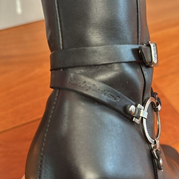 Harley Davidson Women Harness Ring Biker Heel Bootie 84333 Black Leather Sz 7.5 - Picture 7 of 11